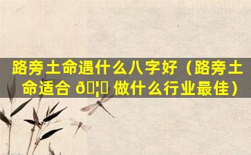 路旁土命遇什么八字好（路旁土命适合 🦈 做什么行业最佳）